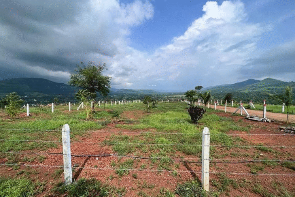 Palm Paradise farmhouse plots entrance gate with modern security and stylish design for safe and premium community living