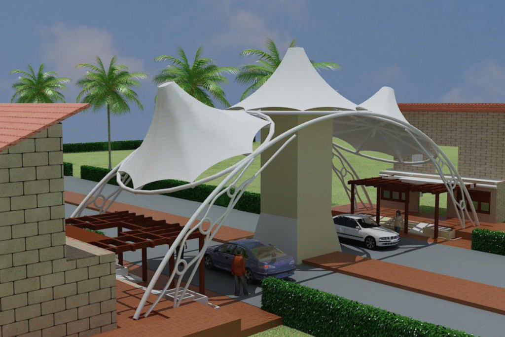 Palm Paradise farmhouse plots entrance gate with modern security and stylish design for safe and premium community living